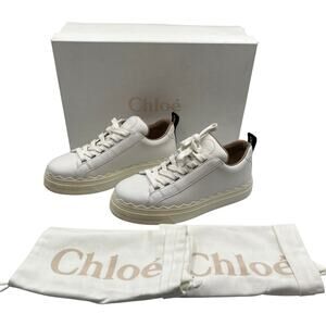 Chloe Lauren Scalloped Leather Low Top Sneakers White Size 36 / 6
